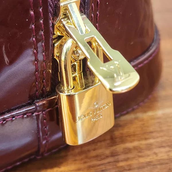 Louis Vuitton Vernis Alma Bag Burgundy Patent, view 10