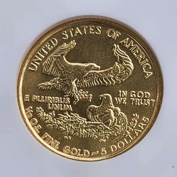 1993 American Eagle Gold $5 MS69 NGC, side view