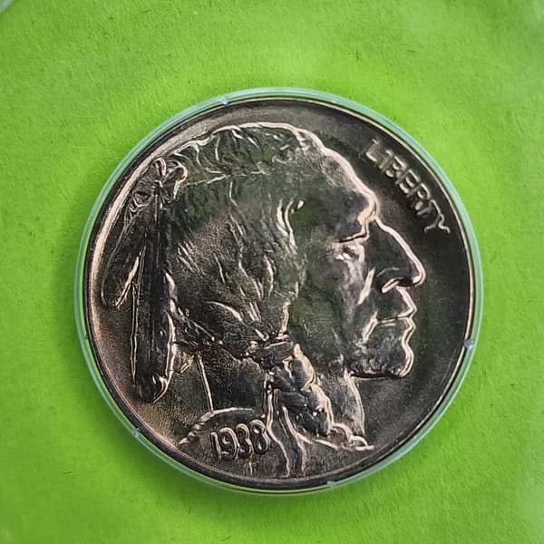 1938-D Buffalo Nickel MS66 PCGS Certified, side view