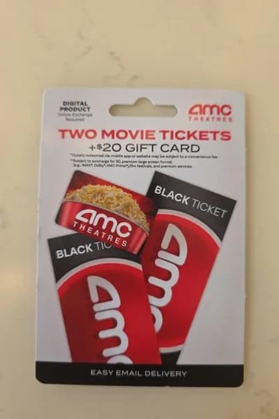 AMC Theatres Two Movie Tickets + $20 Gift Card, side view