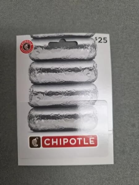 Chipotle $25 Gift Card, side view