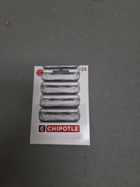 Chipotle Gift Card $25, side view