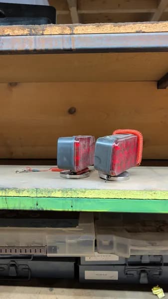 Pair of Red Square Trailer Light Assemblies w/ Coiled Cords, primary view