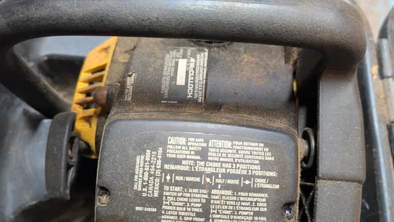 McCulloch Chainsaw with Carrying Case, rear view