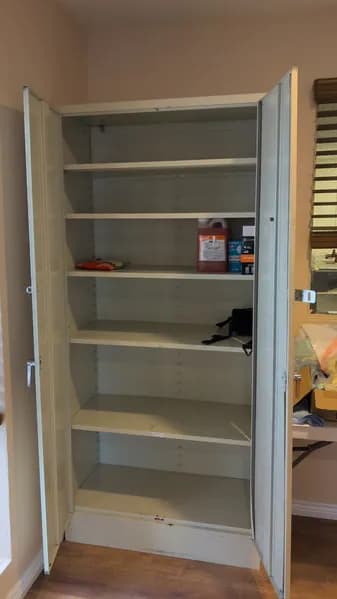 Metal Storage Cabinet w/ Adjustable Shelves, side view