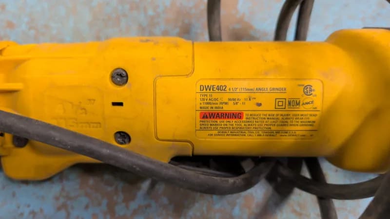 Corded Angle Grinder 4.5in Yellow, side view