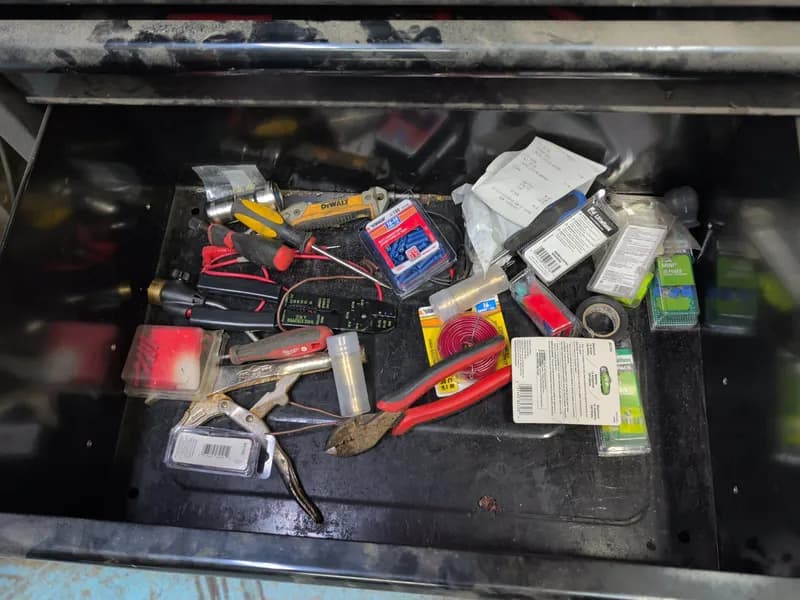 Husky Tool Storage Cart w/ Hand Tools & Accessories, rear view