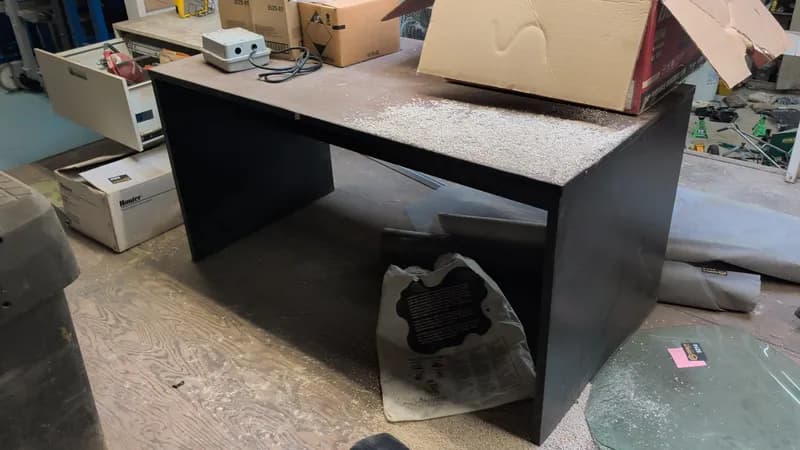 Black Desk w/ Granite Top & Storage Compartment, primary view