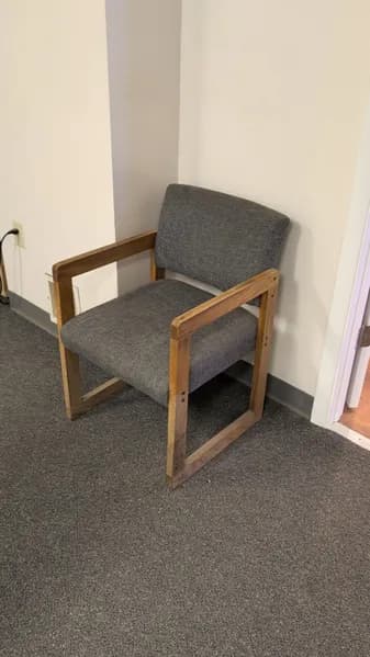 Wood Frame Armchair with Gray Upholstered Seat, primary view