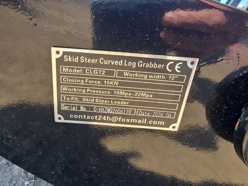 Skid Steer Curved Log Grabber CLG72 72" Width, side view