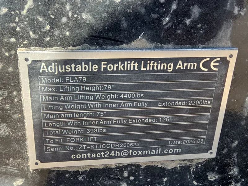 Adjustable Forklift Lifting Arm FLA79 79 inch, side view
