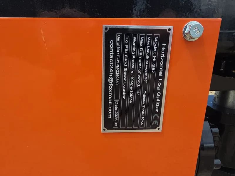 Skid Steer Horizontal Log Splitter Model CK-HLS82, rear view