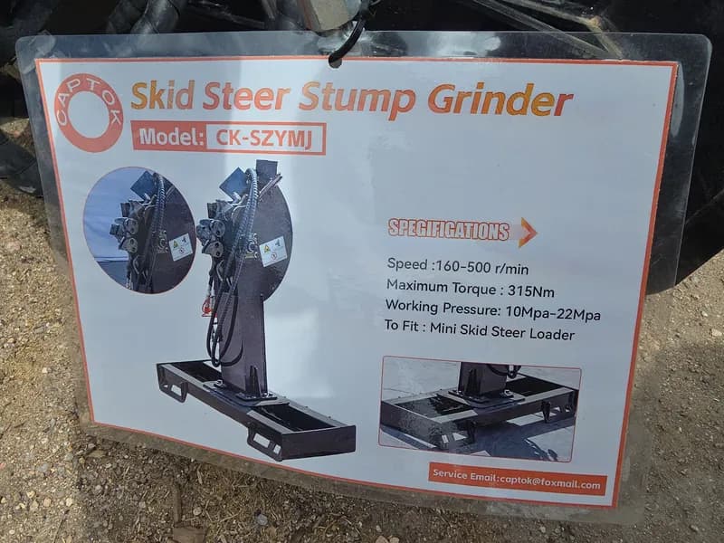 Hydraulic Mini Skid Steer Stump Grinder Attachment, side view