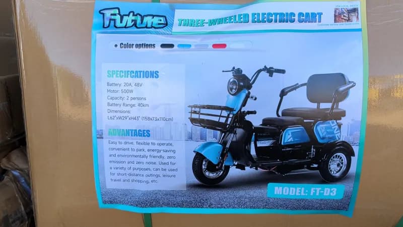 Future Three-Wheeled Electric Cart Model FT-D3, primary view