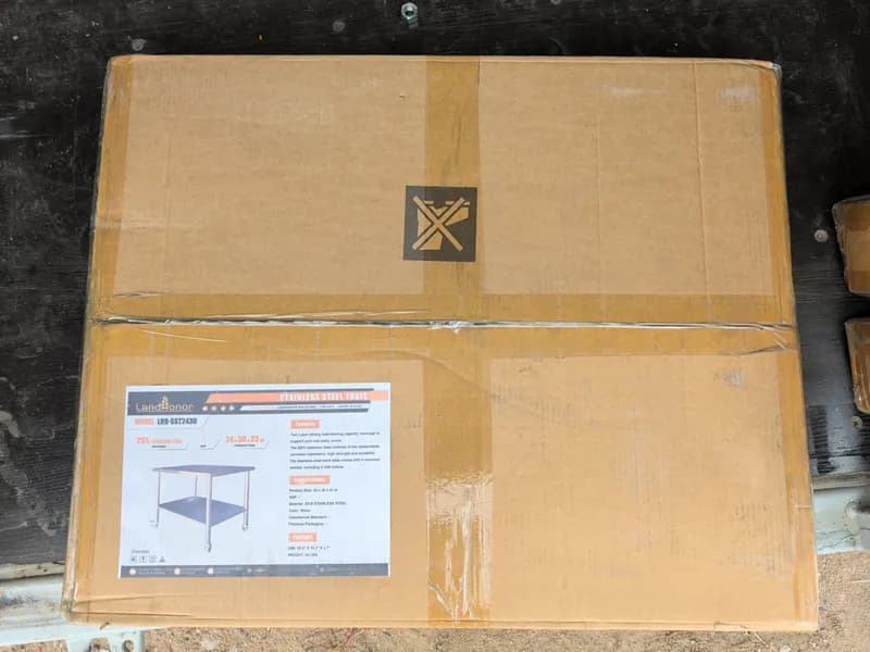 LandHonor Stainless Steel Table 24x30x33in Two-Tier, side view