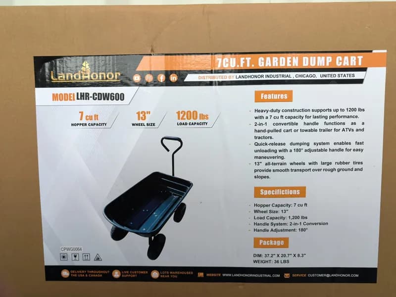 LandHonor LHR-CDW600 7 cu ft Garden Dump Cart, primary view