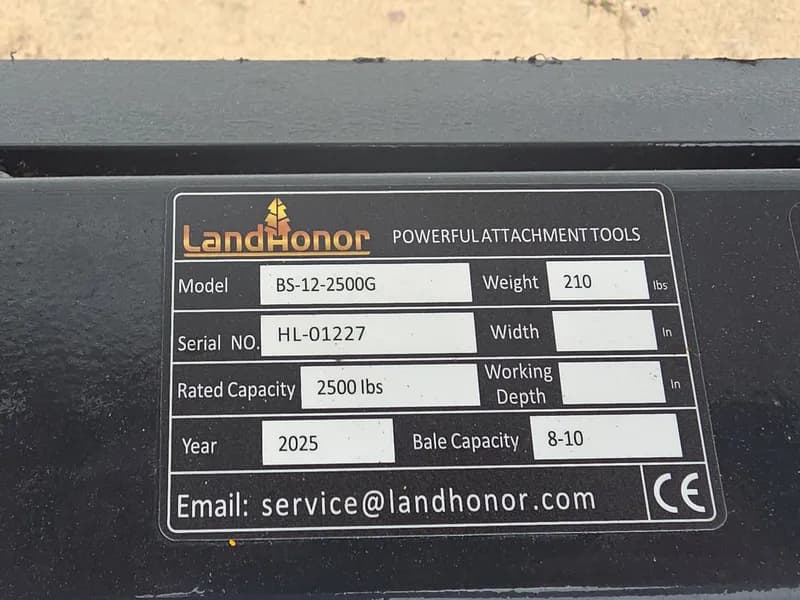 LandHonor Dual Skid Steer Bale Spears BS-12-2500G, rear view