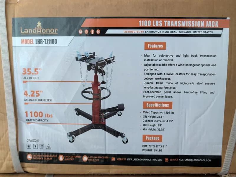 LandHonor LHR-TJ1100 1100 lbs Transmission Jack, primary view