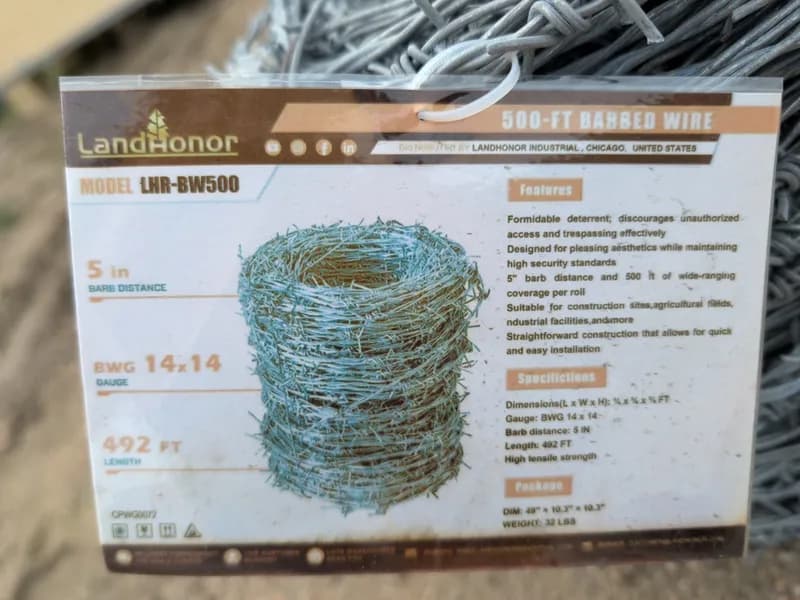 LandHonor LHR-BW500 Barbed Wire 500 ft Roll, side view