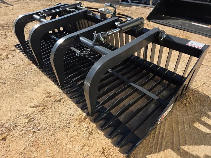 Heavy-Duty Skid Steer Rock Bucket with Grapple 84", primary view