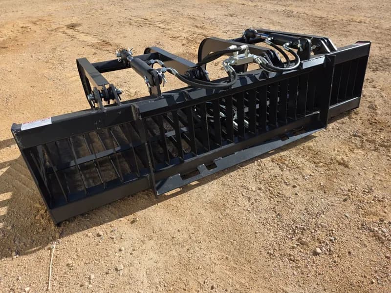 Heavy-Duty Skid Steer Rock Bucket with Grapple 84", rear view
