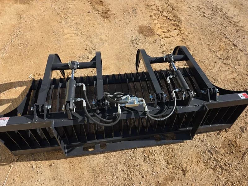 Heavy-Duty Skid Steer Rock Bucket with Grapple 84", detail view