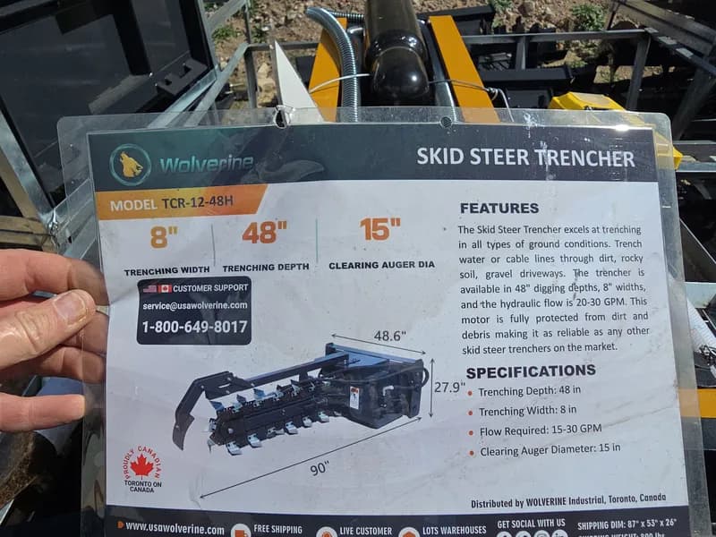 Wolverine Skid Steer Trencher TCR-12-48H, side view