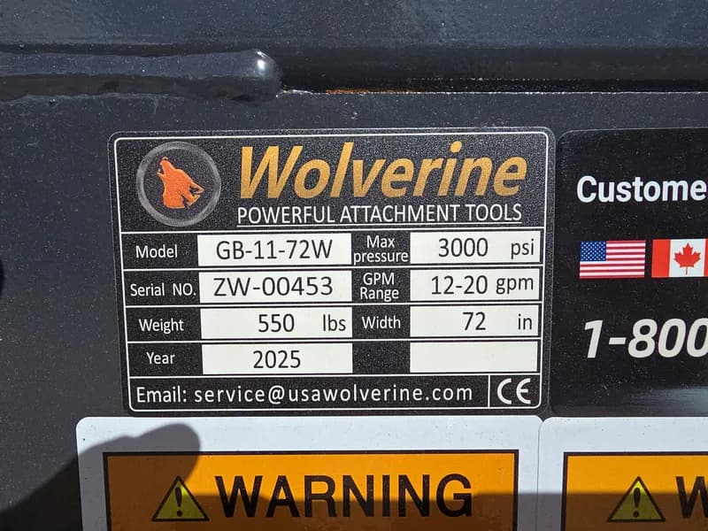 Wolverine 72-inch Skid Steer Grapple Bucket GB-11-72W, interior view