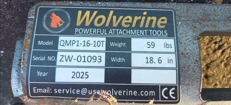 Wolverine Ecotric QMP1-16-10T Quick-Tach Mount Plate, side view