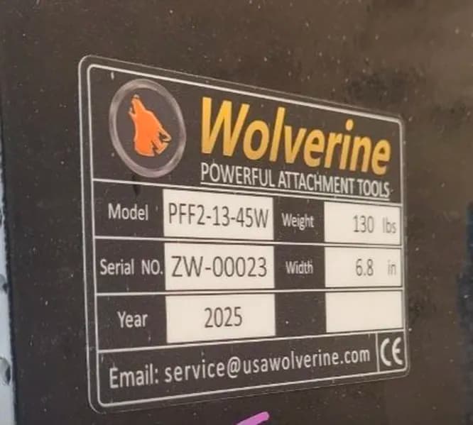 Wolverine PFF2-13-45W Pallet Fork Attachment, side view