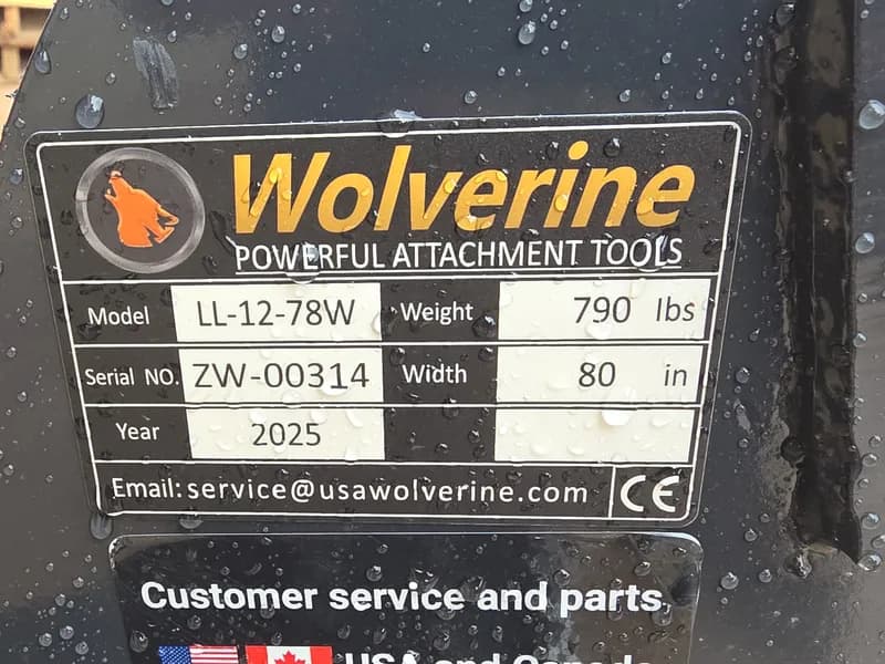 Wolverine LL-12-78W Skid Steer Land Leveler Attachment 78", rear view