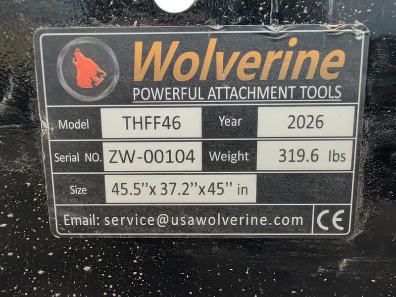 2026 Wolverine THFF46 Pallet Fork Frame Attachment, rear view