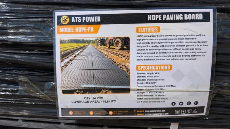 ATS Power HDPE-PB Paving Board 48in x 96in (14-Pack), side view