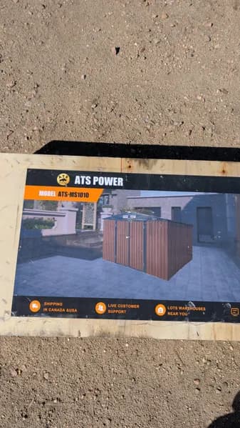 ATS Power ATS-MS1010 10ft x 10ft Galvanized Metal Shed, rear view