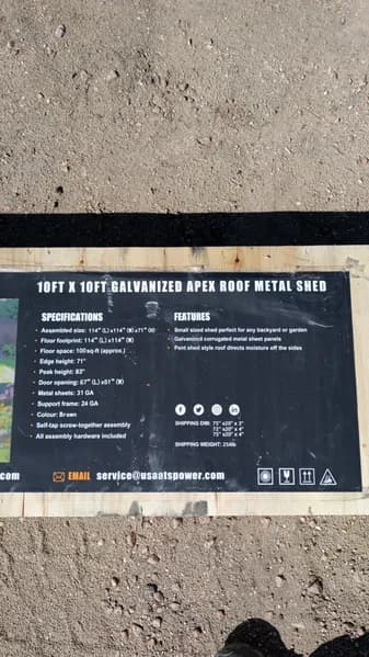 ATS Power ATS-MS1010 10ft x 10ft Galvanized Metal Shed, interior view