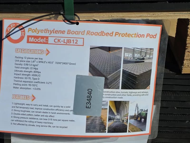 Polyethylene Road Protection Mats 12 Pieces 47"x94", rear view