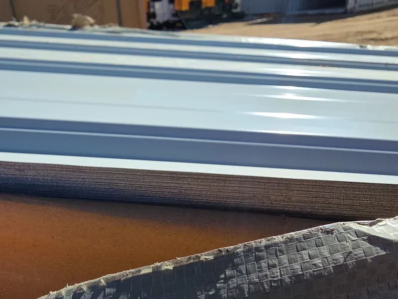 Galvanized Steel R-Panel White 10ft, 50qty, side view