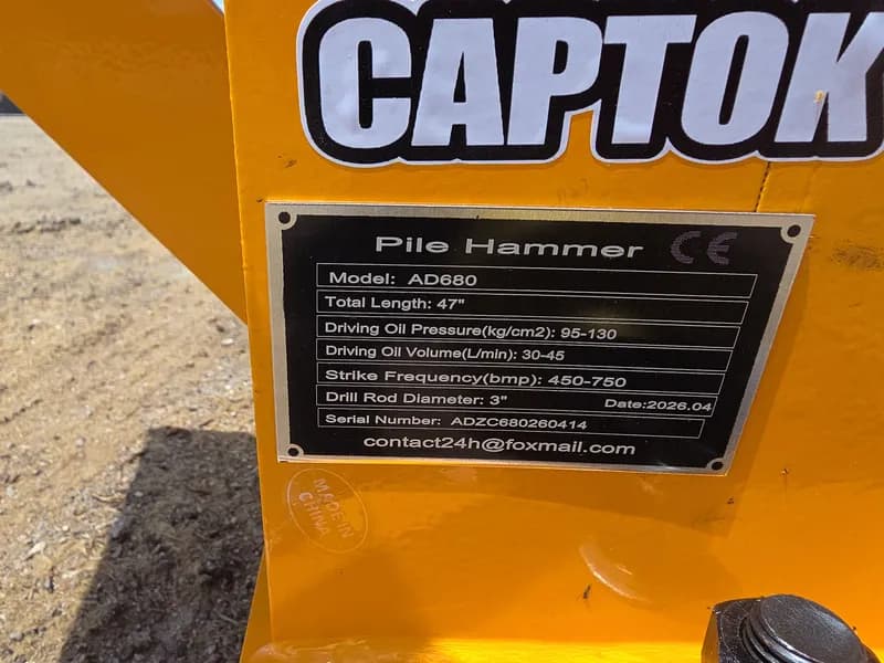 Captok AD680 Skid Steer Pile Hammer Attachment, rear view