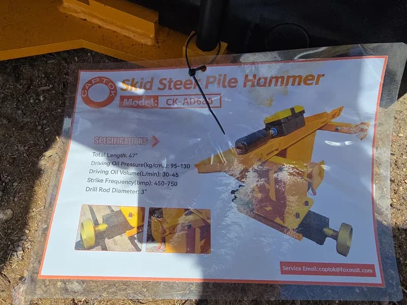 Captok AD680 Skid Steer Pile Hammer Attachment, detail view