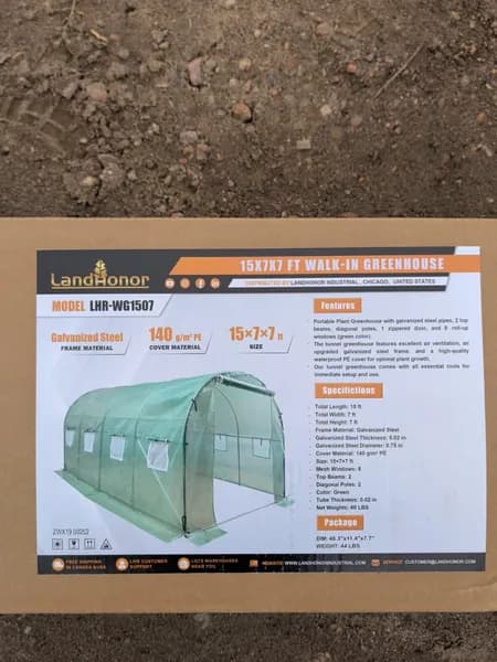 LandHonor 15x7x7 ft Walk-In Greenhouse Model LHR-WG1507, side view