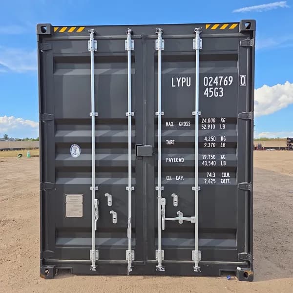 40' One-Trip Shipping Container - Secure Storage / Conex - Three Side Doors, side view