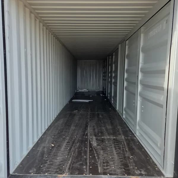 40' One-Trip Shipping Container - Secure Storage / Conex - Three Side Doors, rear view