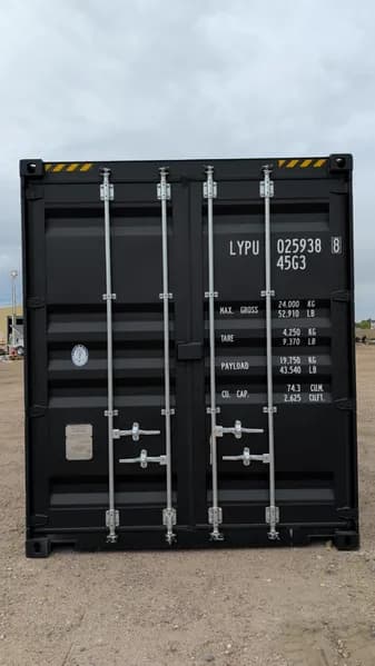 40' One-Trip Shipping Container - Secure Storage / Conex - Three Side Doors, side view