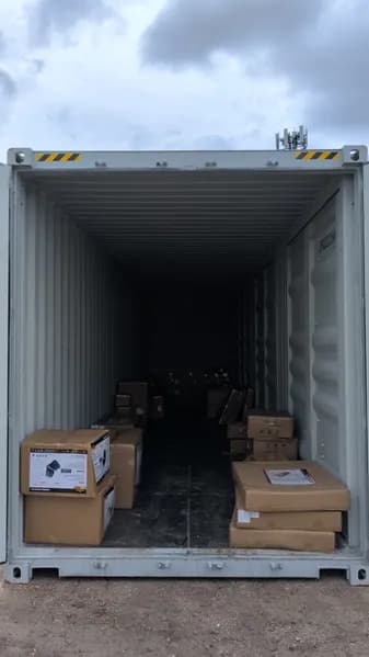 40' One-Trip Shipping Container - Secure Storage / Conex - Four Side Doors, rear view