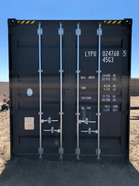 40' One-Trip Shipping Container - Secure Storage / Conex - Three Side Doors, side view