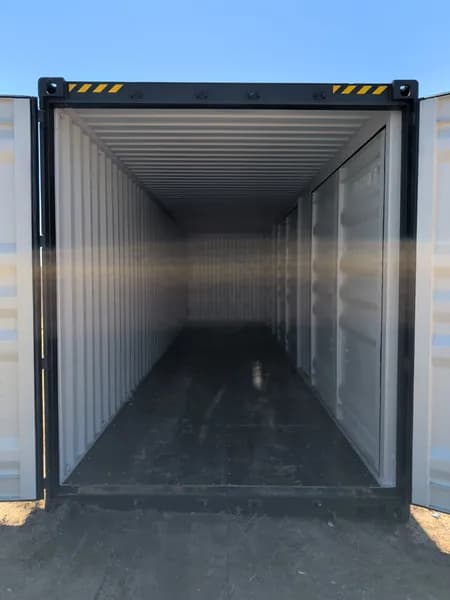 40' One-Trip Shipping Container - Secure Storage / Conex - Three Side Doors, rear view