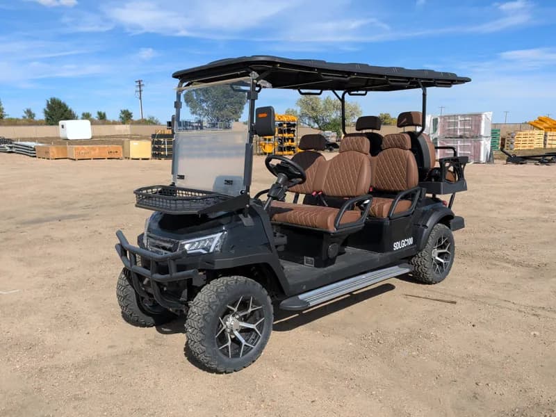 New 6 Person Luxury Electric Golf Cart SDLGC100 (Assembled)(Black), side view