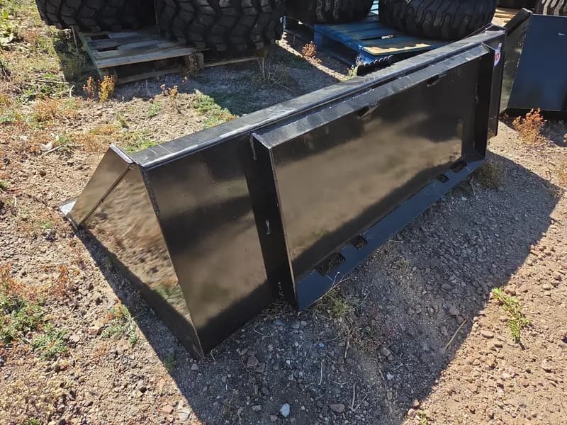 New SWICT 66" Bucket with Universal Skid Steer Quick-Attach Coupler, side view