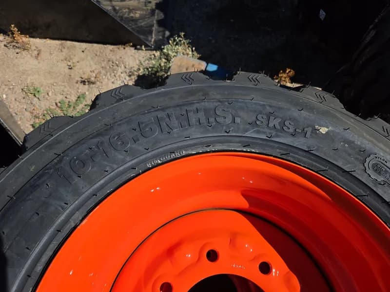 Set of 4 New Forerunner SKS-1 10-16.5 Tires & Wheels for Bobcat or Kubota, rear view