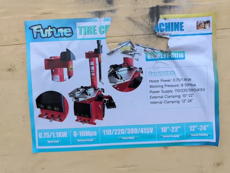 Future Tire Changer Model FT-BTJ10 Machine, rear view